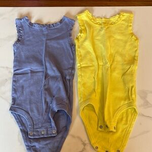 Kids Sleeveless One-Piece Bodysuit - Yellow and Lavender